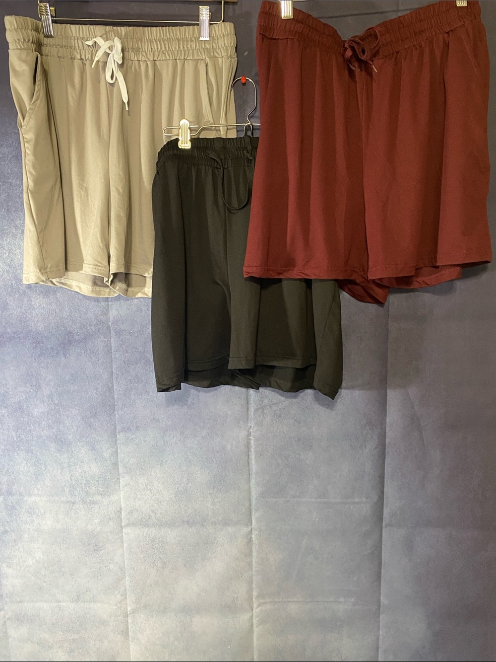 Women's Athletic Drawstring Shorts - Black, Gray, Burgundy